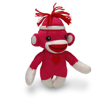 Plushland Adorable Sock Monkey, The Original Traditional Hand Knitted Hot Pink Stuffed Animal Toy Gift-for Girls and Boys Baby D
