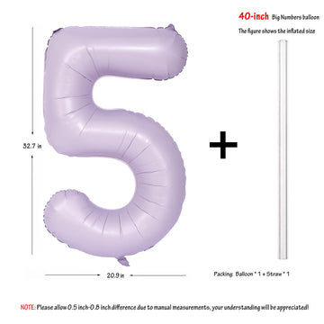 40 In Matte Purple Number Balloons Helium Foil Mylar Balloon Birthday Party Banquet Decoration Digital 5