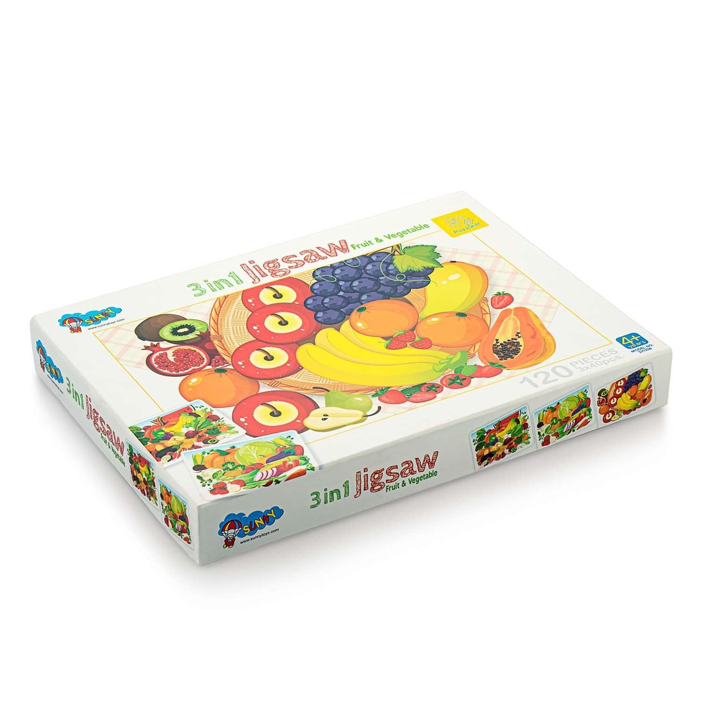 Puzzle Squad 3 In 1 Jigsaw Puzzle Fruits Theme For Kids 4+ Years | 3 * 40 Pcs | Toys For Kids For Early Learning, Entertainment 
