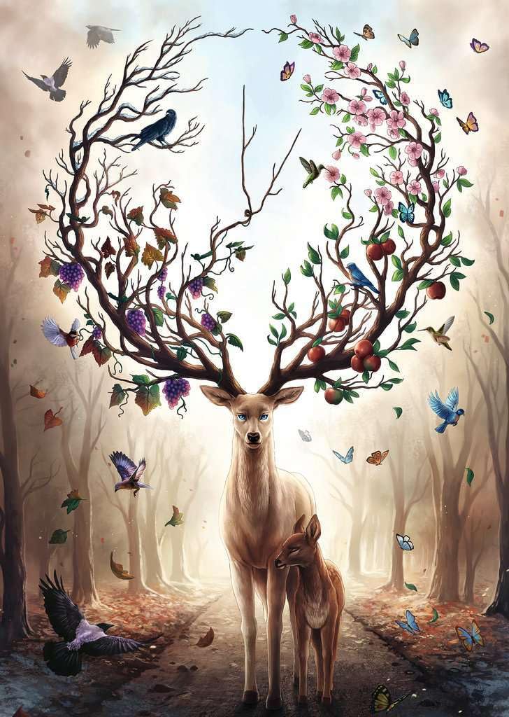 Ravensburger 1000 Piece Jigsaw Puzzle - Fantasy Magical Deer, Multicoloured, Cardboard, Model 15018 for Adults & Kids 12+