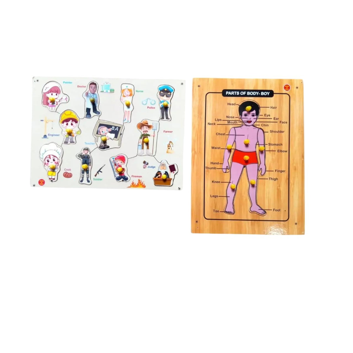Asiya Enterprises Puzzle Combo of Wooden Community Helper with Body Parts of Boy Picture for Unisex Kids