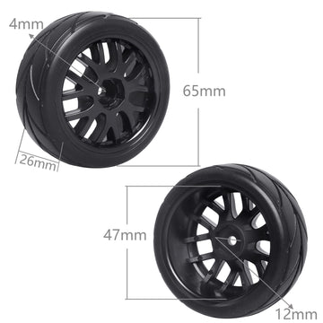 GoHobby 12mm Hex 1/10 On Road Wheels and Tires Soft With Foam Inserts for RC Touring Car Traxxas 4tec 2.0 Tamiya TT02 TT01 Drift