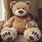 Anico Giant Plush Teddy Bear - 59" Light Brown, Embroidered Paws, Smiling Face, Polyester, Model SUVELAM