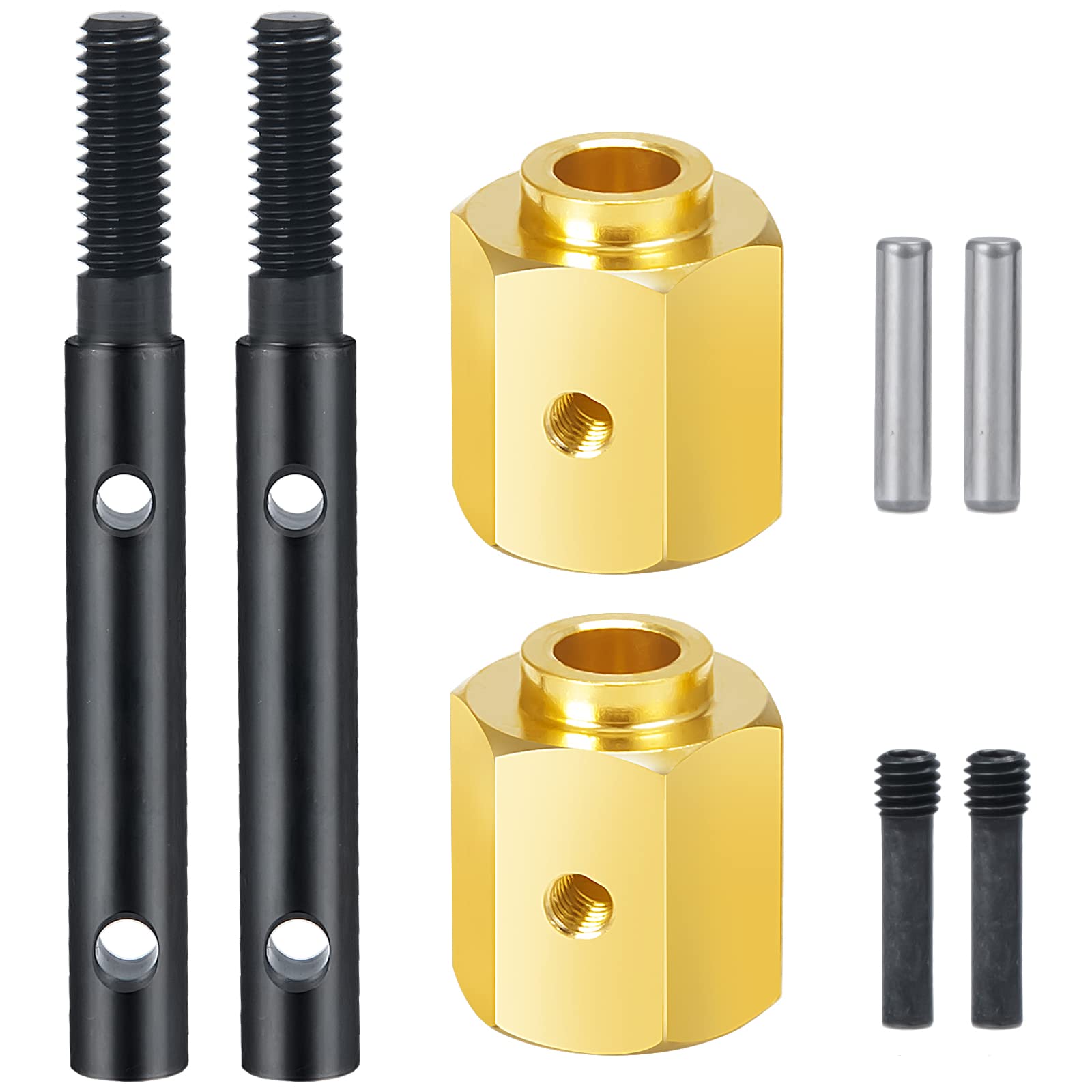 MORLORDY RC Portal Drive Stub Axle 13mm Extension Brass Hex Adaptor Set for 1/10 Scale RC Crawler Car SCX10 III AXI03007 JLU AXI