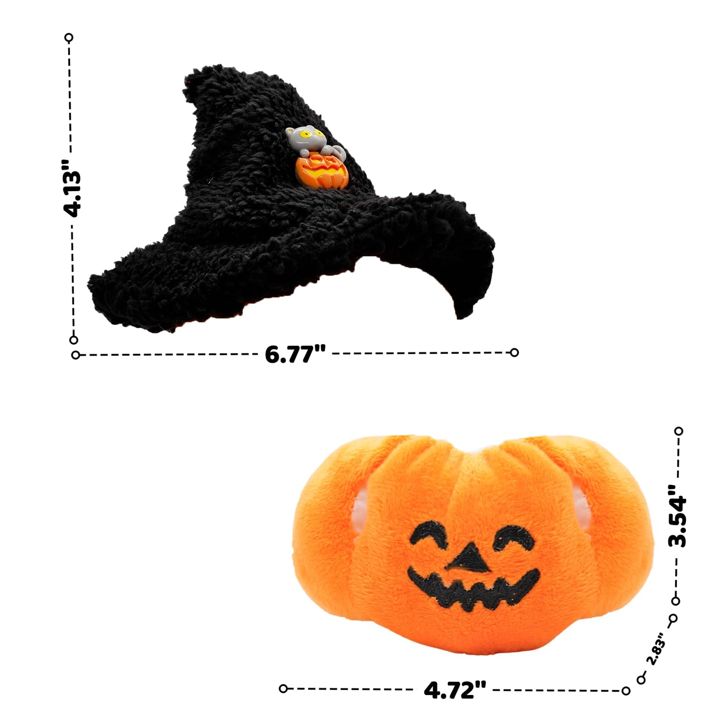 Doll Clothes for 17cm Doll  enhanced Handmade Special Style 2 Piece Set Including Pumpkin Outfit and Witch Hat for Halloween Dressed High-End Dolls Accessories for Play & Display - (Black Hat)