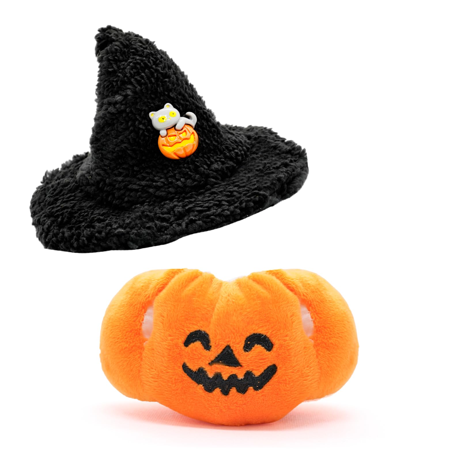 Doll Clothes for 17cm Doll  enhanced Handmade Special Style 2 Piece Set Including Pumpkin Outfit and Witch Hat for Halloween Dressed High-End Dolls Accessories for Play & Display - (Black Hat)