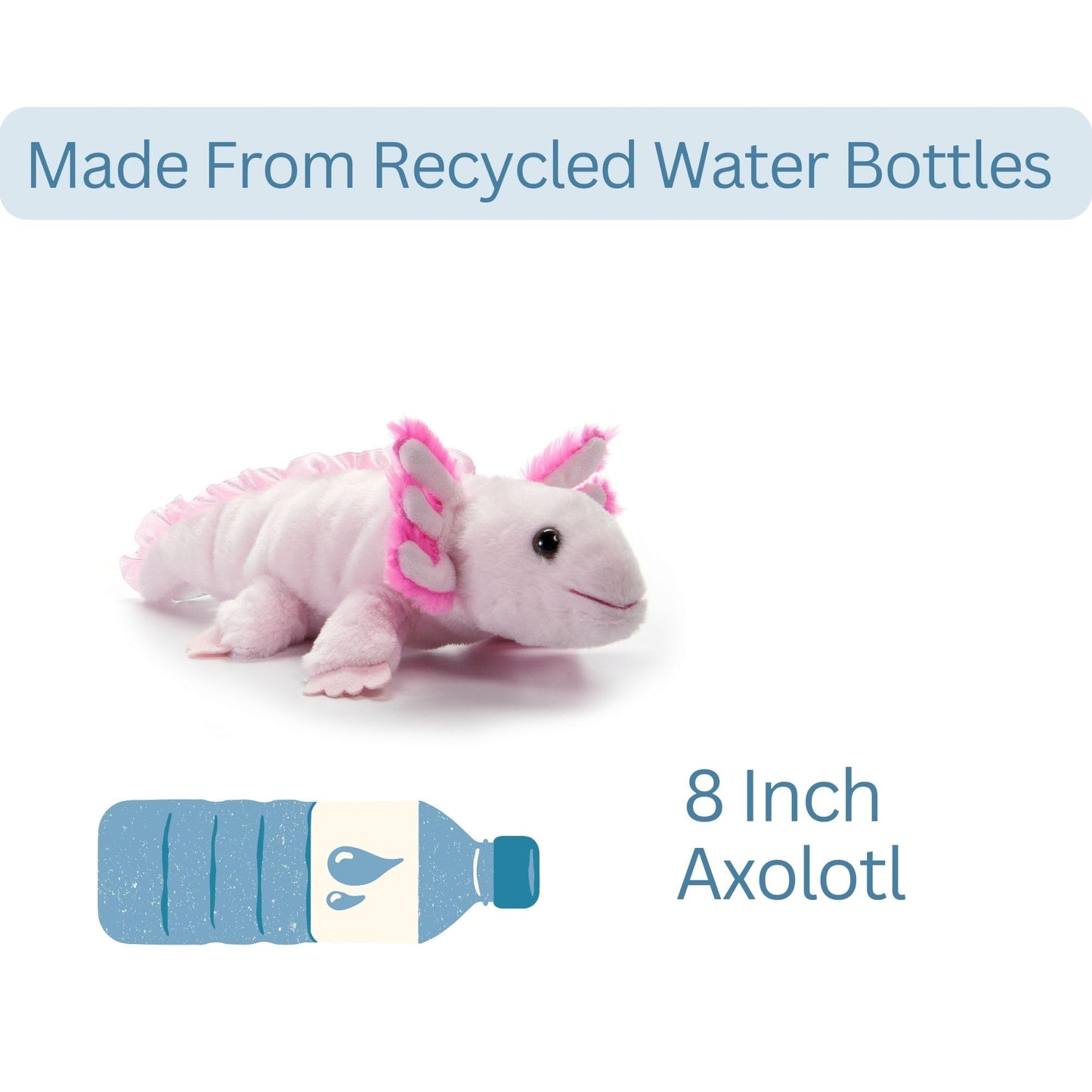 The Petting Zoo Axolotl Stuffed Animal Plushie, Gifts for Kids, Scoopz Sealife Animals, Pink Salamander Plush Toy, 8 inches