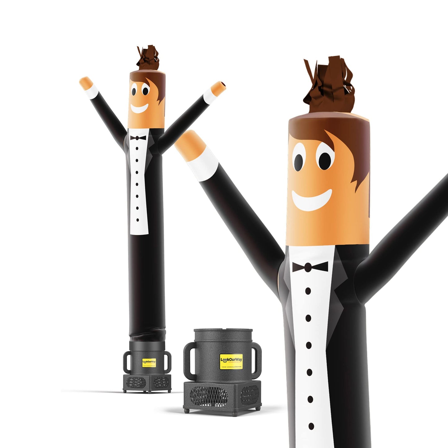 LookOurWay Air Dancers Inflatable Tube Man Set - 7ft Tall Wacky Waving Inflatable Dancing Tube Guy with Weather Resistant Blower - Wedding Bridal Tux Theme - Groom