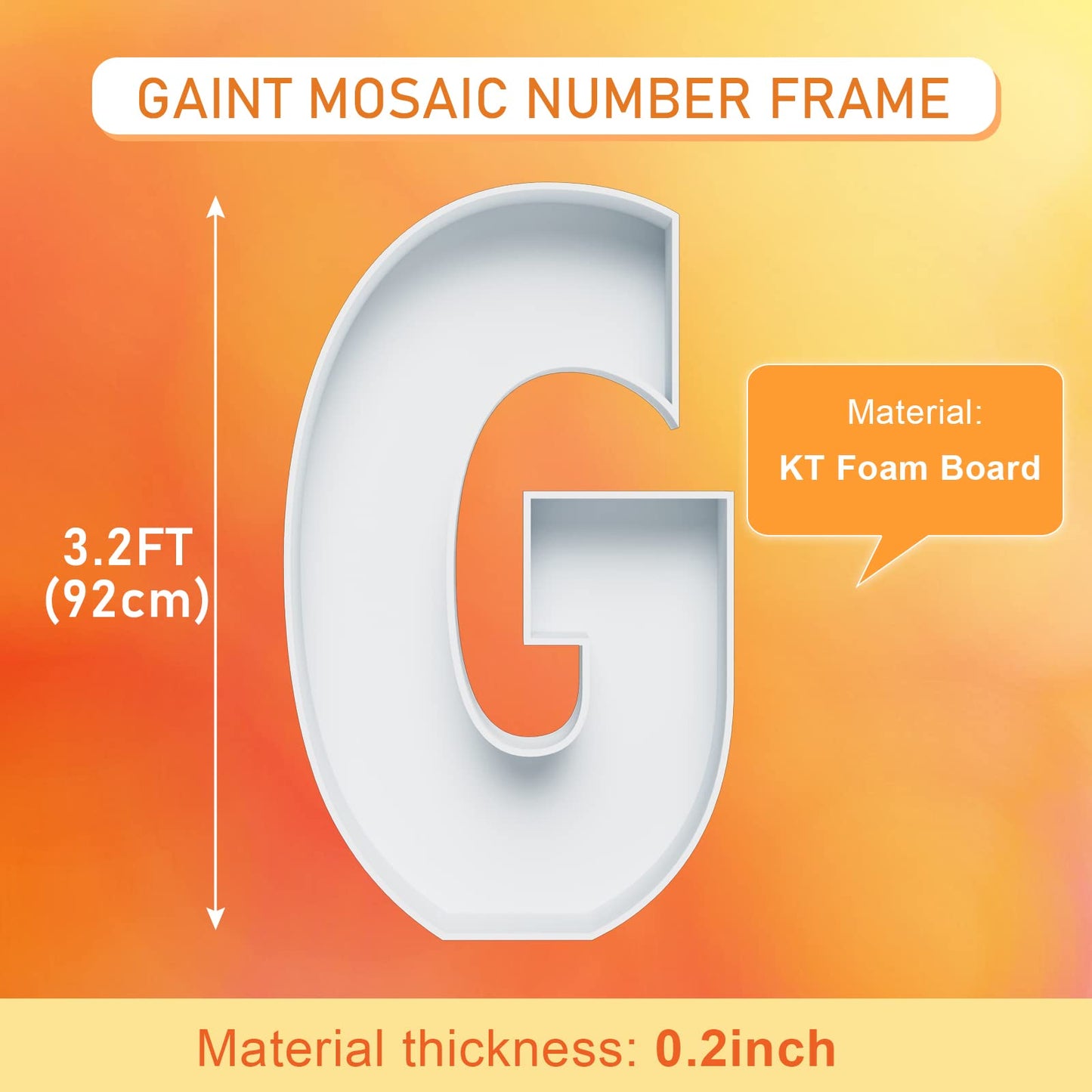 3Ft Large Marquee Letters Mosaic Balloon Frame Pre-Cut Foam Board Marquee Light Up Letters G For Birthday Party Decorations,Wedd