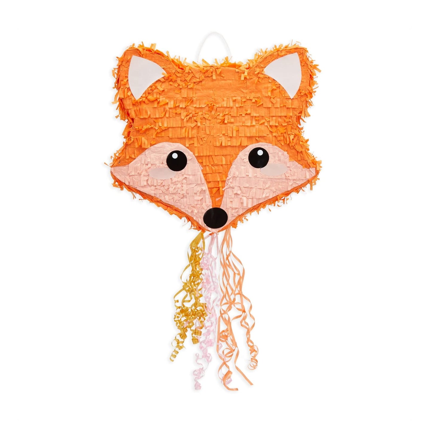 BLUE PANDA Pull String Fox Pinata - 16x13x3 In, Orange Paper, Ideal for Woodland Baby Shower & Birthday Party Decorations