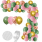 Sage Green And Pink Balloon Garland Arch Kit, 122Pcs Pink Sage Green Metallic Gold Balloons Leopard Print Balloons For Jungle Bi