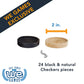 WE Games Wooden Checkers Pieces - 2" Natural & Black Stained, Stackable Ridges with Drawstring Bag - Replacement Game Pieces
