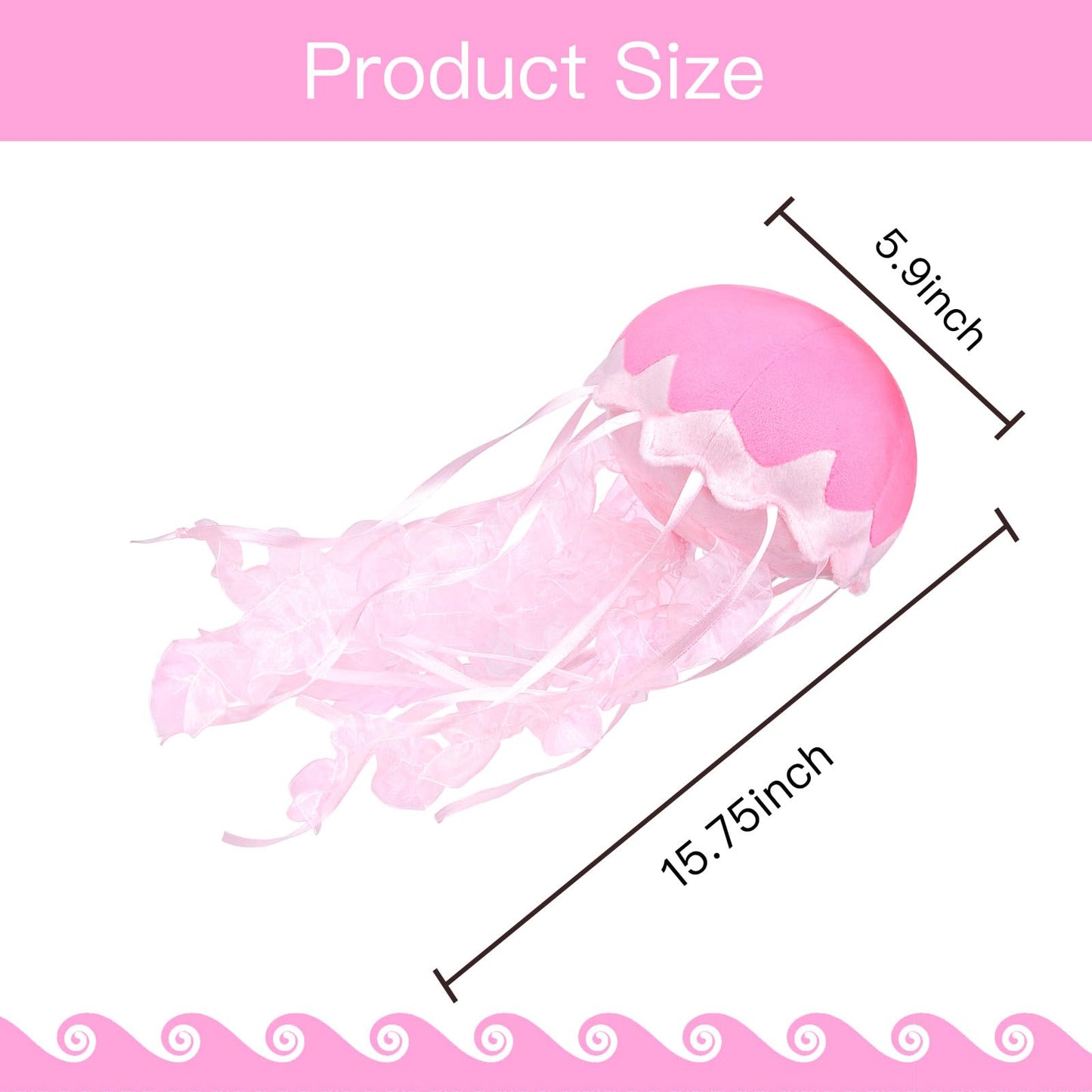 Double Bread Jellyfish Plush Toy, Cute Pink Stuffed Animal for Kids, Birthday Room Decor, Sea Animal Gift