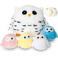 Hollowfly 5 Pcs Fat Owls Plush Toy Gift Set 9.5 Mom Owls with 4 Cute Colorful Babies Stuffed Animal in Zippered Butt Nurturing P