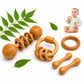 Neem Wood Baby Rattle And Teether Combo, Natural Wooden Toy Set For Infants