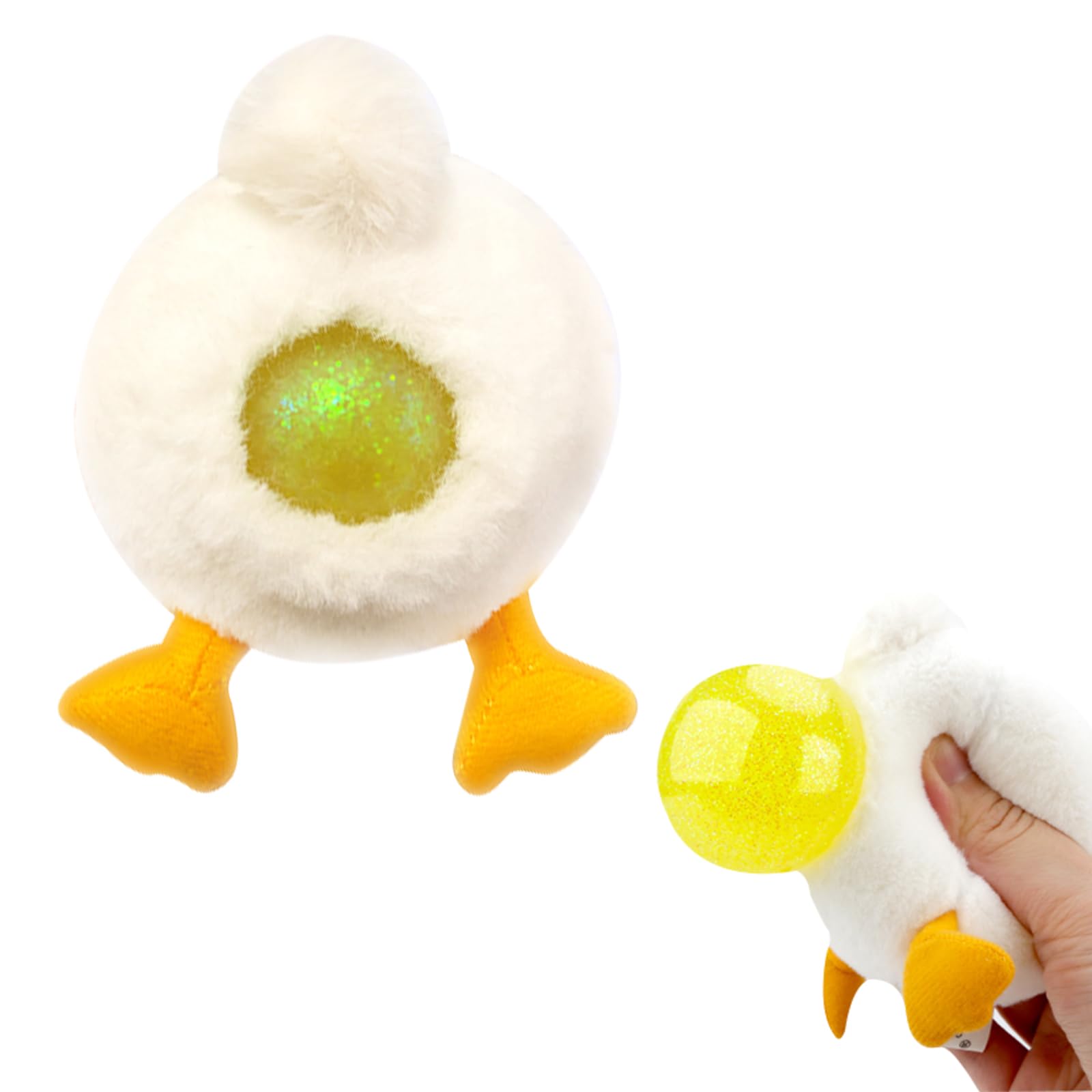 Stress Buster Stress Reliever for Kids/mature-themed Plushie Pinch Decompression Vent Ball Soft Beads -Squeeze Squishy Ball with Plushie Cover(Yellow Duck)