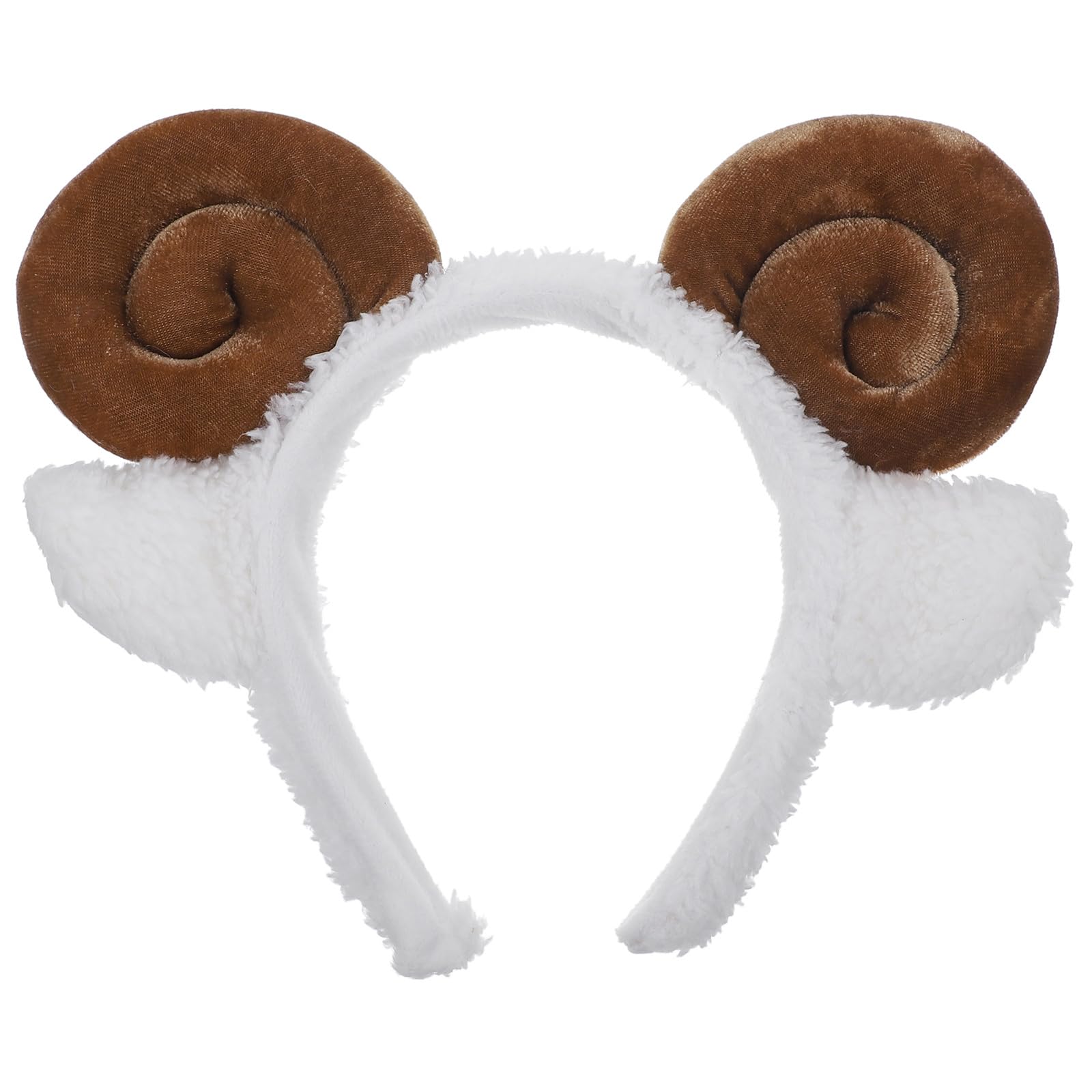 Amosfun Sheep Headband with Horns Ears Animals Ears Headband Plush Cartoon Headbands for Birthday Halloween Costume Party Favors