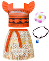 Aovclkid Girls Princess Costume Skirt Sets Halloween Birthday Party Christmas Dress Up Cosplay Outfits With Accessories(3T,Orang