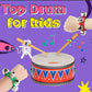 Crafteem Wooden Kids Drum Set For Toddlers - Baby Musical Toy W/Wrist Bells, Drum Sticks & Fun Drum Instrument For Boys & Girls