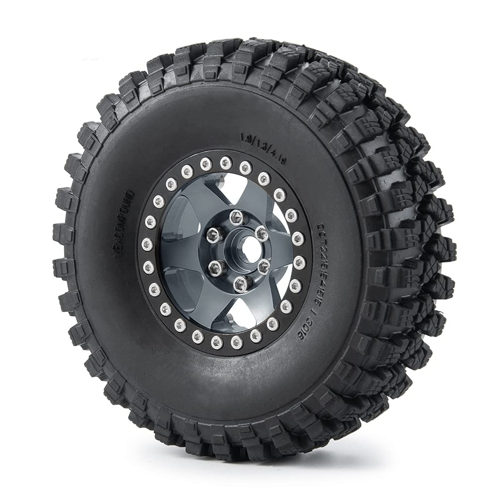 4PCS Aluminum Alloy 1.9'' Beadlock Wheel Rims& Rubber Tires for RC Wraith TRX-4 Axial SCX10 90046 90048 Redcat D90 CC01 axial rr