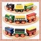 Wooden Train Cars 9 Piece Collection Of Magnetic Trains And Wood Engine And Vehicles Compatible With All Major Brands, A Deluxe