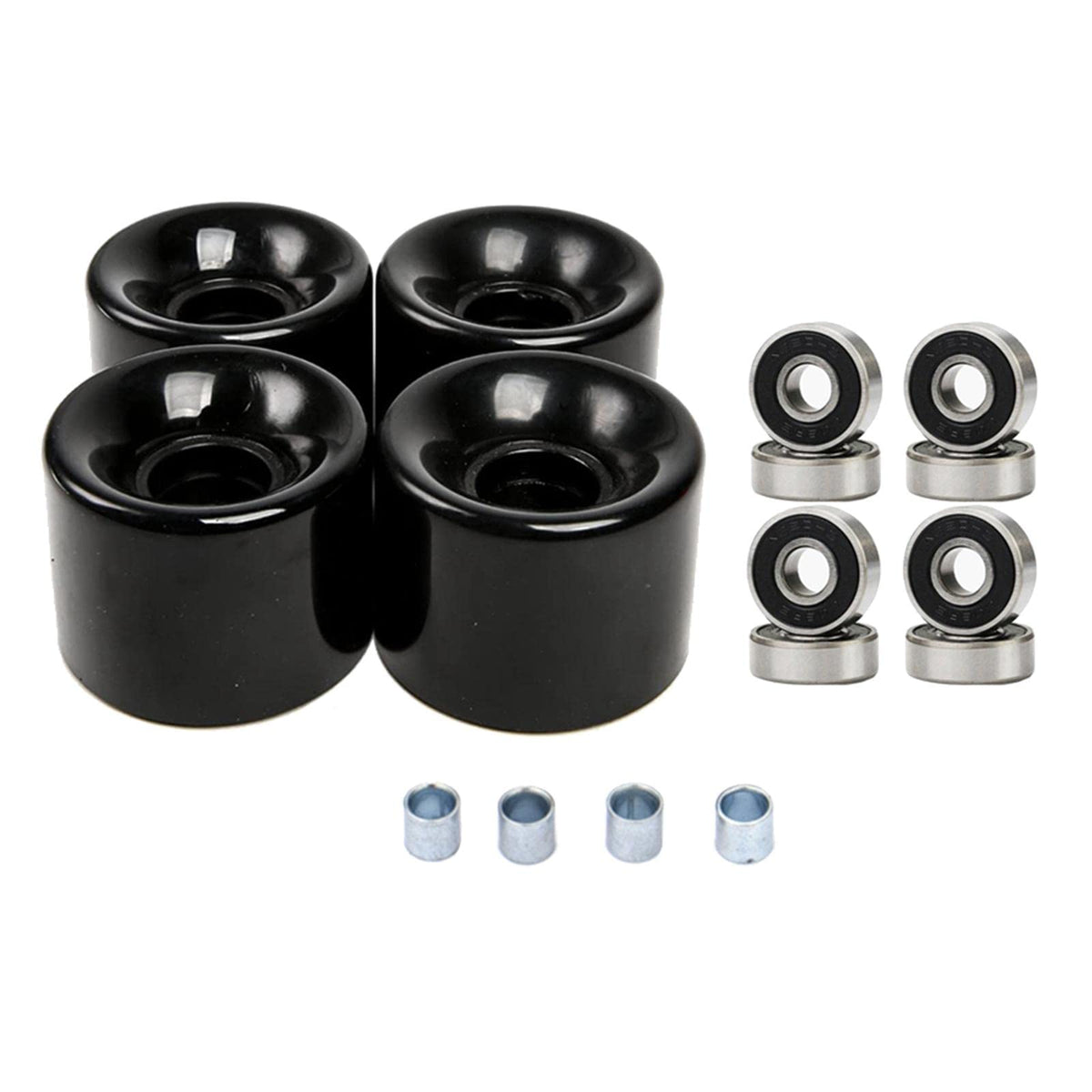 UJEAVETTE Skateboard Wheels with Bearings 60Mm Wheels Set of 4 Black Black Cover