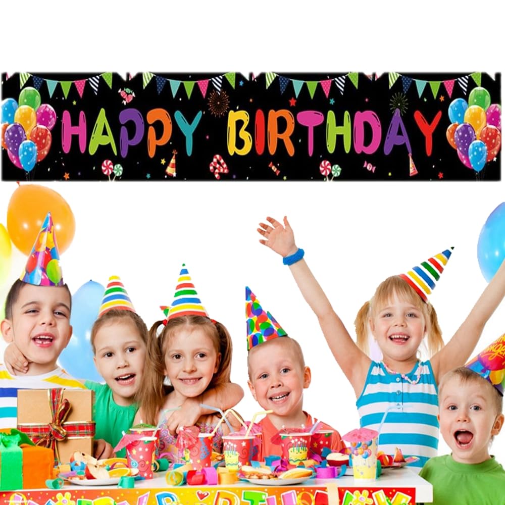 Happy Birthday Yard Banner 118x19.7 inches, Happy Birthday Decorations, Large Happy Birthday Yard Sign Backdrop, Birthday Party