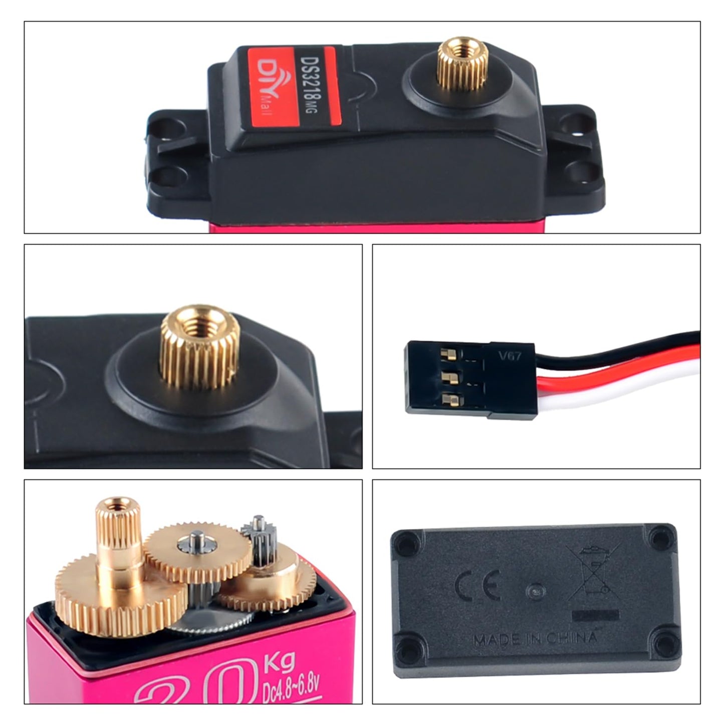Wishiot 2Pcs 20Kg Ds3218 Servo 270 Degree High Torque Waterproof Servo Full Metal Gear With 25T Servo Horn Dc4.8-6.8V For Baja R