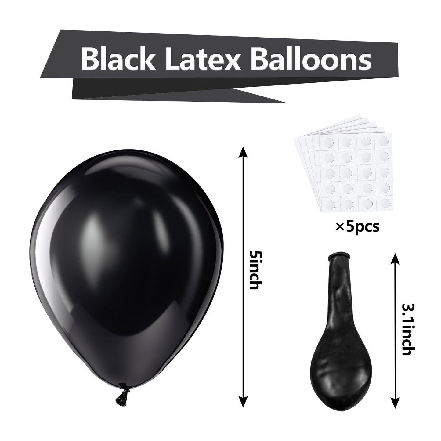 Bezente Black Balloons Latex Party Balloons - 150 Pack 5 Inch Matte Black Helium Balloons For Black Themed Birthday Graduation B