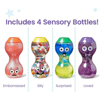 Hand2Mind Express Your Feelings Sensory Bottles- Secondary Emotions 2, Toddler Sensory Toys, Quiet Fidget Toys, Play Therapy Toy