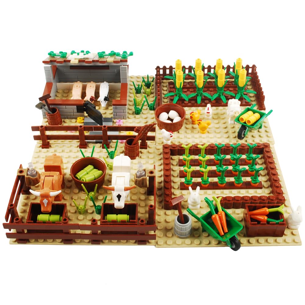 BAENRCY Building Blocks Set - Farm Field Plant & Animal Bricks Kit, Plastic, CF001ALL, Compatible with Major Brands, Animal Color