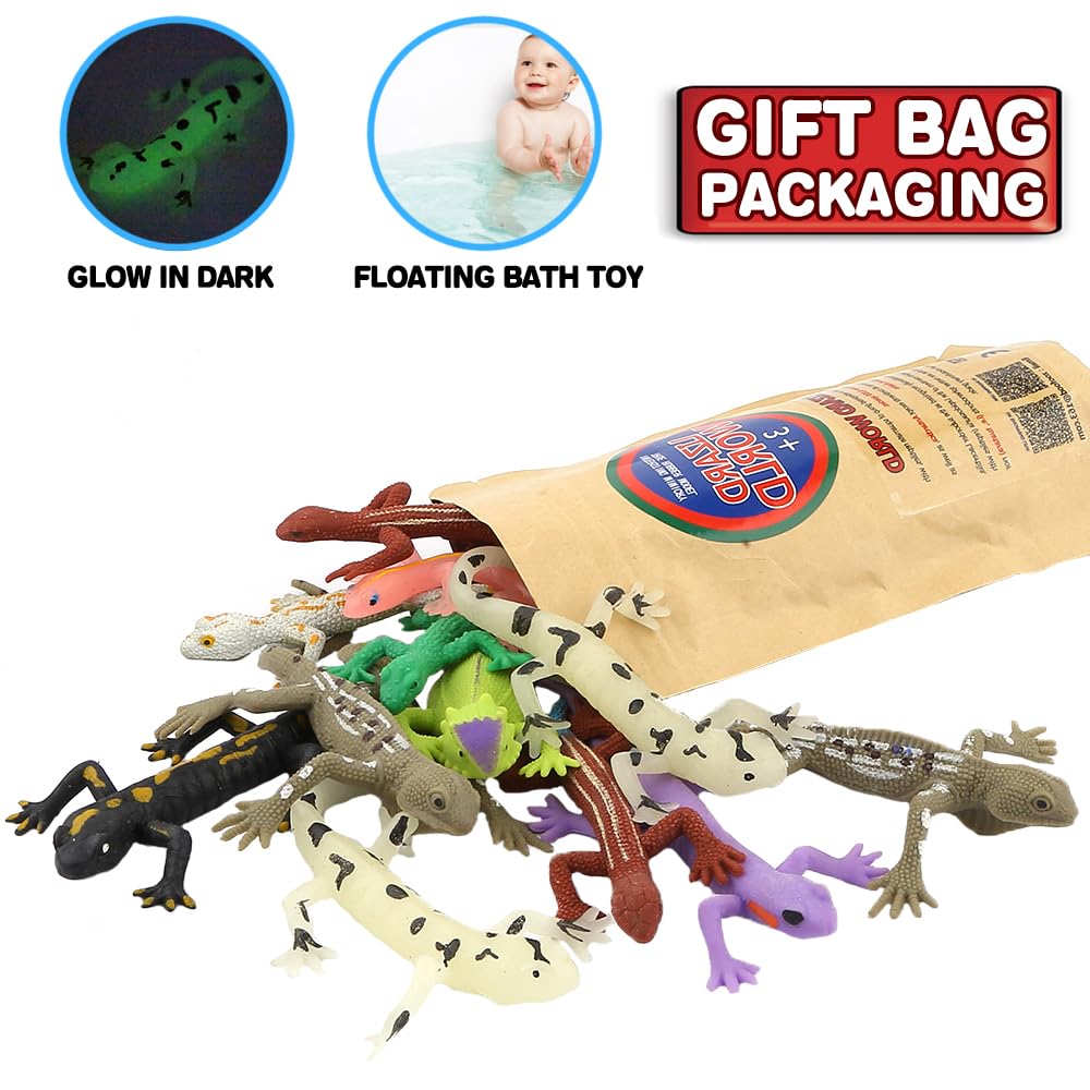 8 Pcs Mini Lizards Toys For Kid, Realistic Rubber Lizard Set, Super Stretches Material Tpr With Bag Lizard Figure Bathtub Toy Iguana Chameleon Dragon