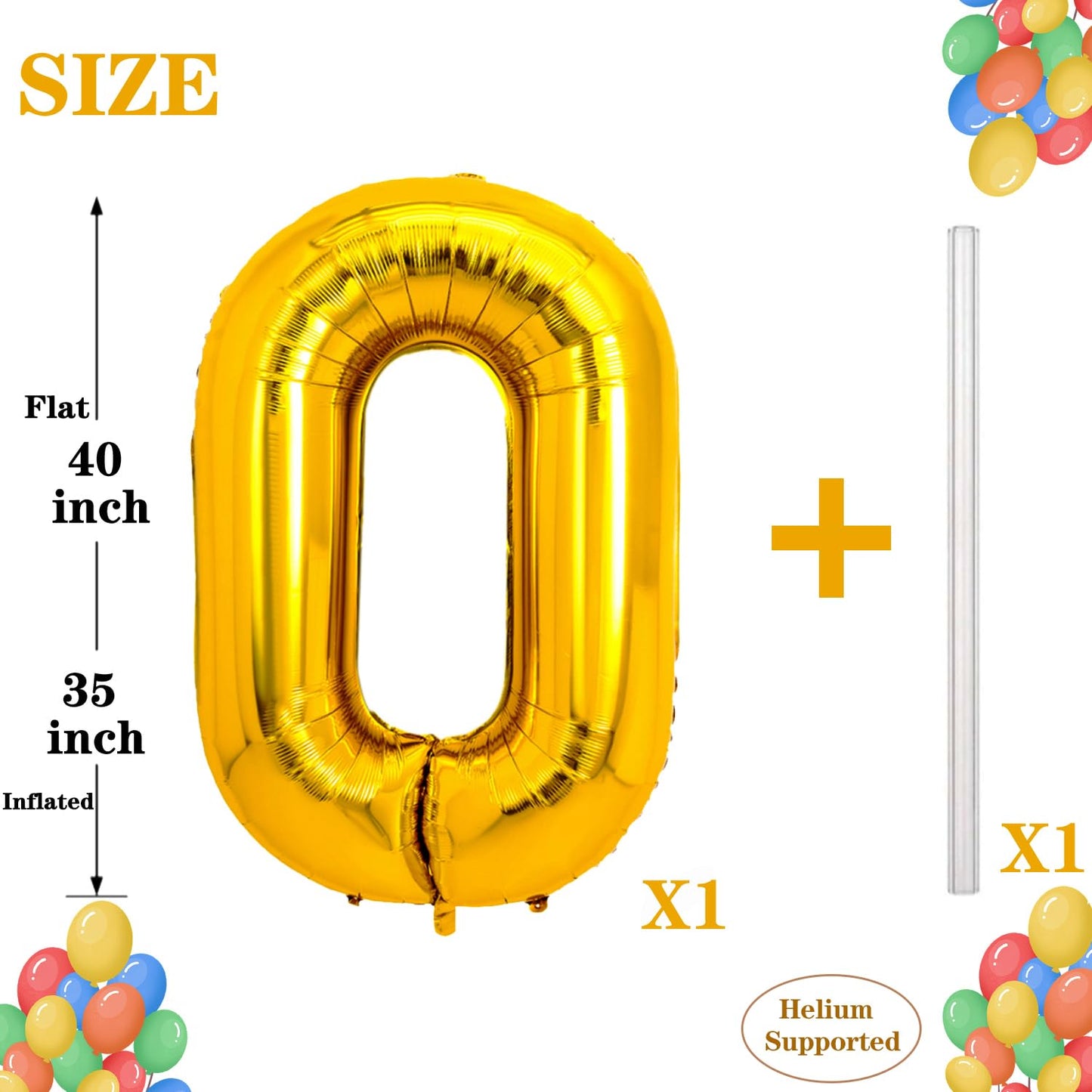 PIGETALE 40 Inch Gold Jumbo Number Balloons 0-9, Foil Mylar Helium for Birthday Parties, Celebrations, and Anniversaries