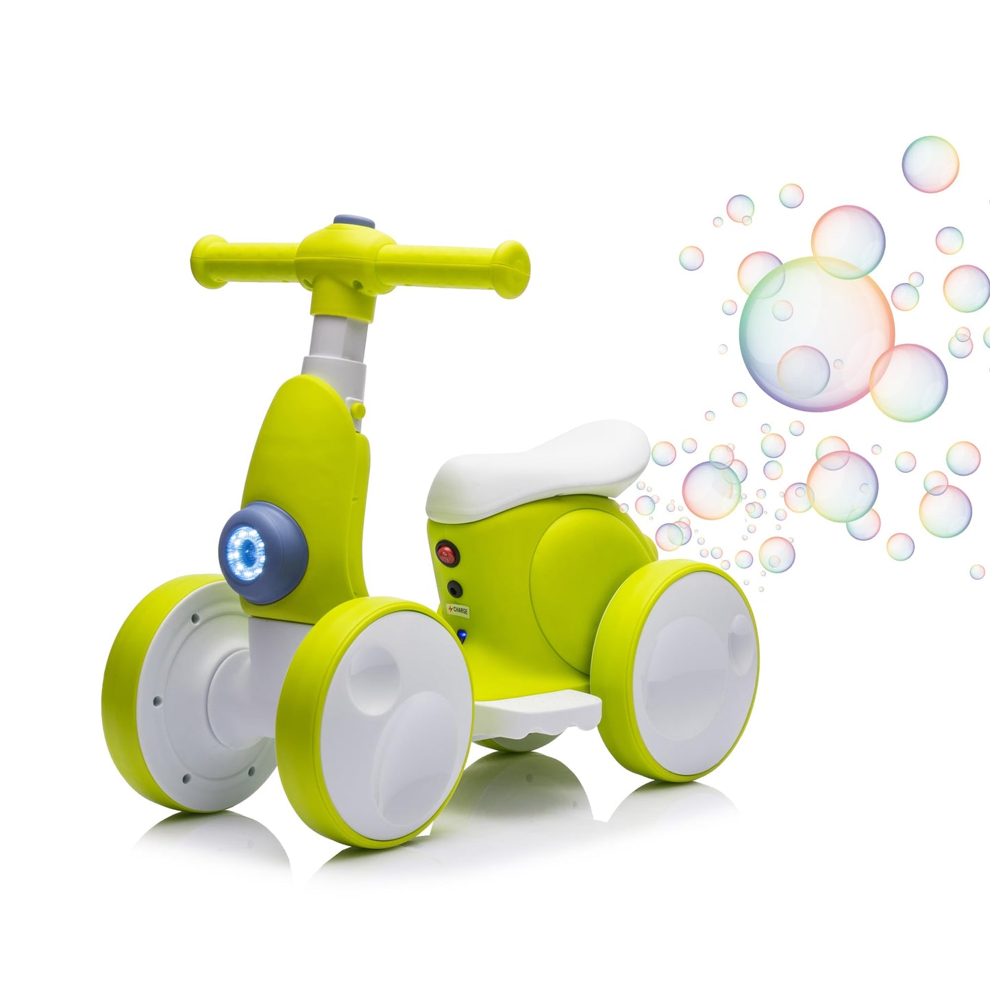 6V Electric Baby Balance Bike for 1 Year Old Boys Girls Ride on Toys 12-48 Months Toddler Balance Bike, 4 Wheels Kids First Bike