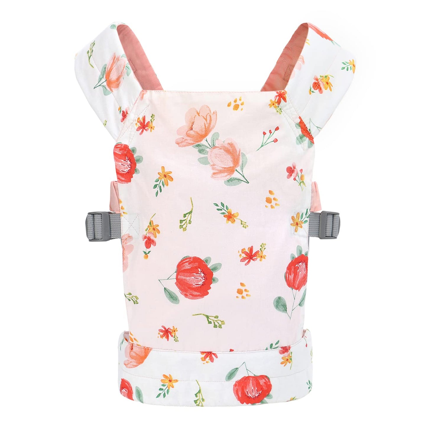 Baby Doll Carrier Front and Back Baby Doll Accessories Backpack Kid Toddlers Play Toy Baby Carriers for Babydoll Pretend with Adjustable Straps for Little Girls (Flowers)