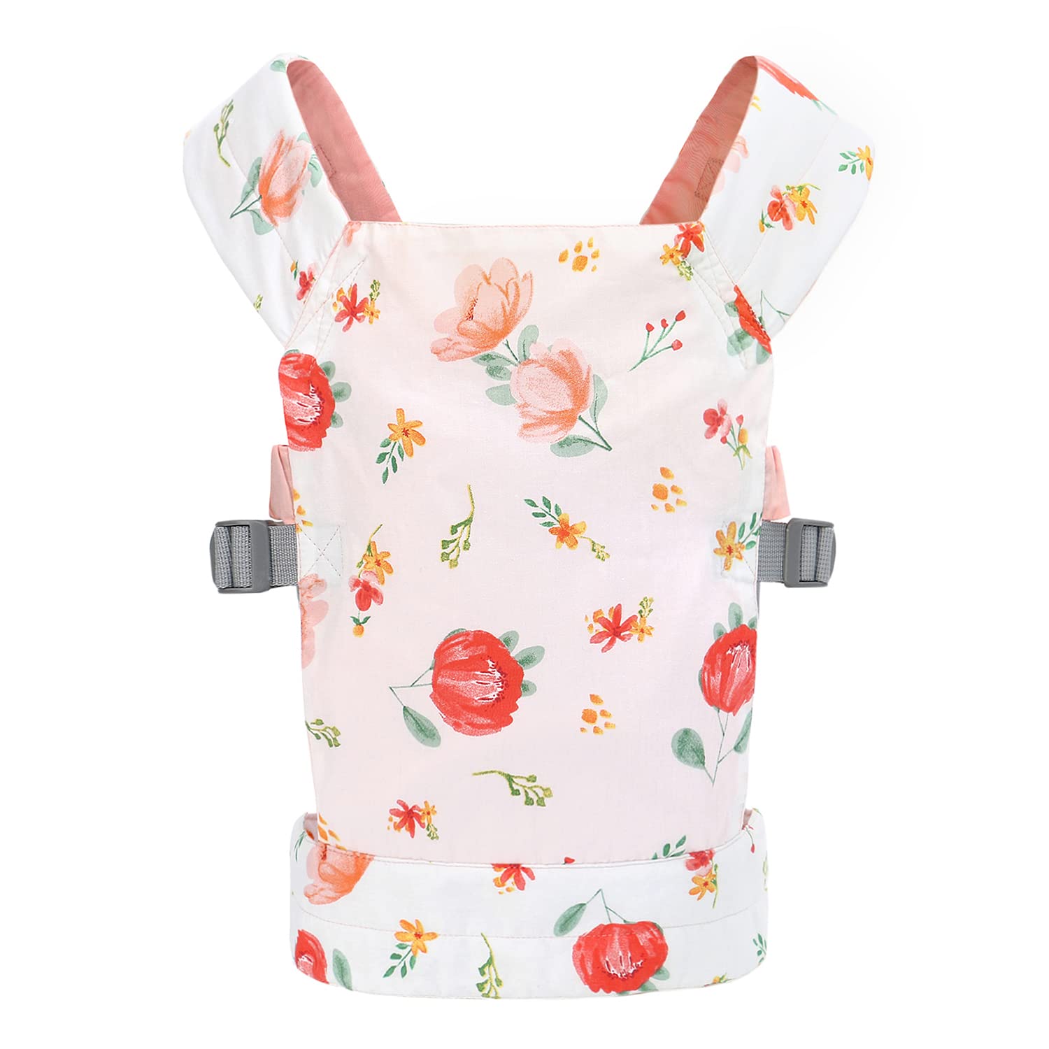 Baby Doll Carrier Front and Back Baby Doll Accessories Backpack Kid Toddlers Play Toy Baby Carriers for Babydoll Pretend with Adjustable Straps for Little Girls (Flowers)
