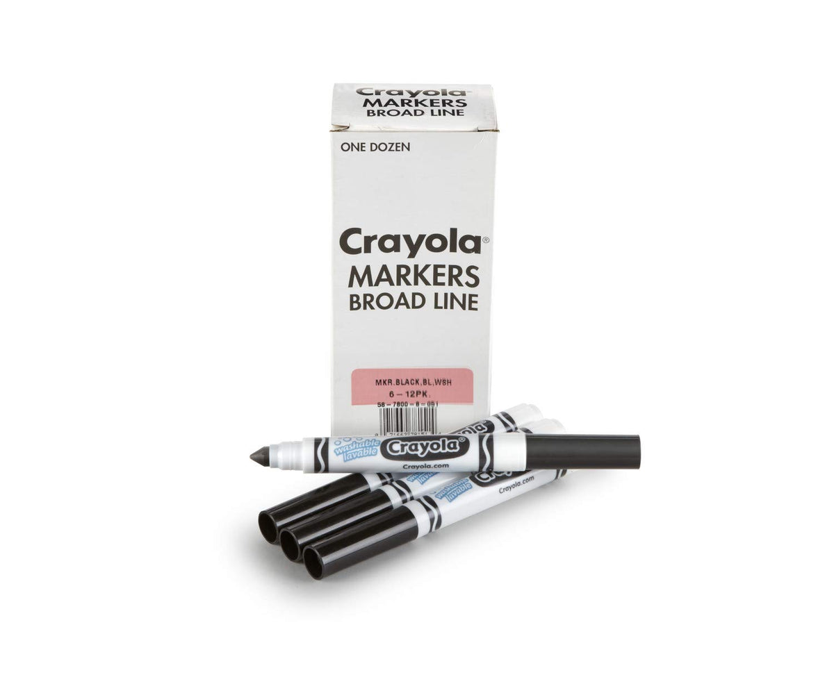 Crayola Washable Markers  Black (12ct), Kids Broad Line Markers, Bulk Markers for Classrooms & Teachers
