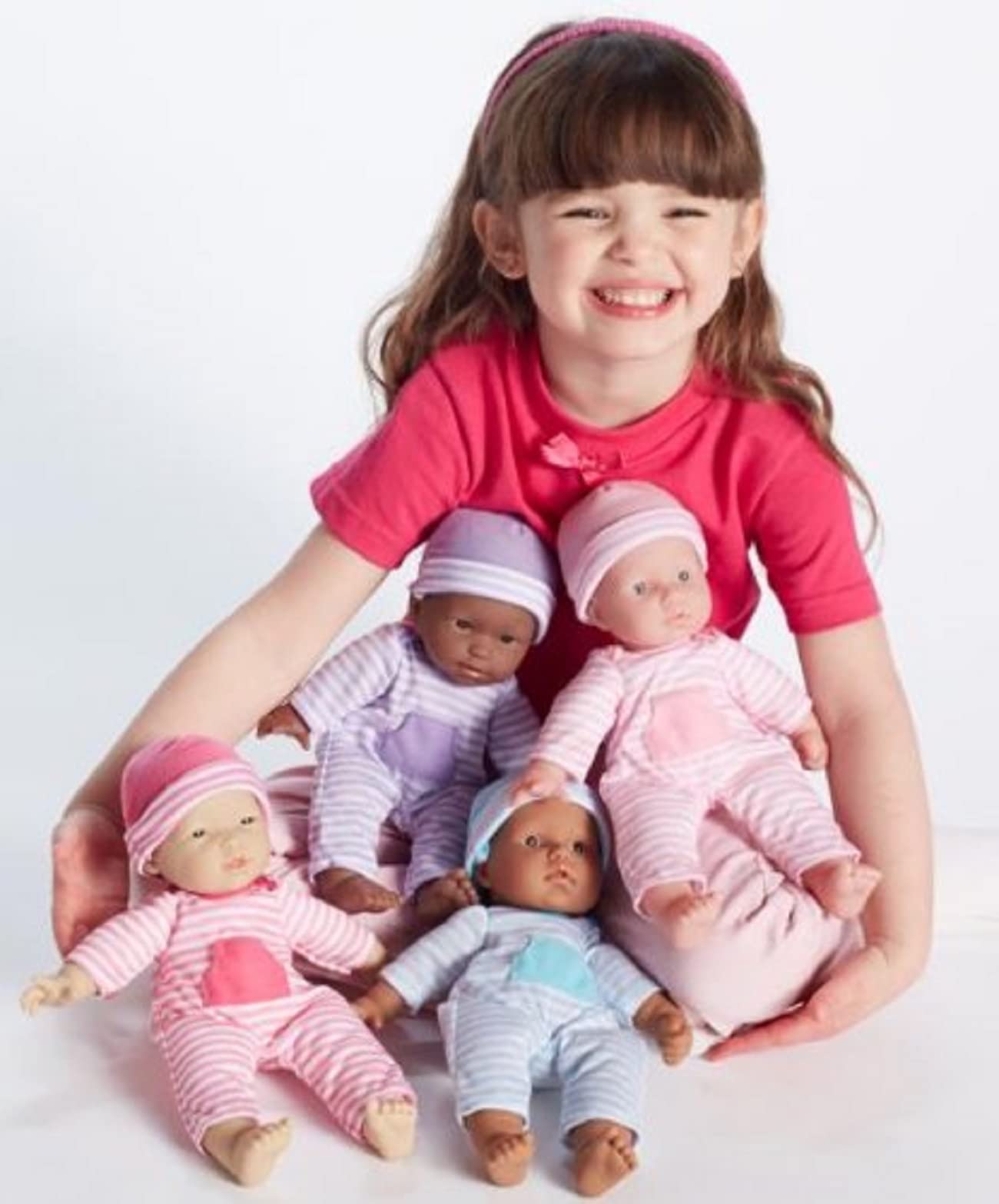 Jc Toys | Berenguer Boutique | La Baby Doll Outfit | 2 Piece Light Pink Striped Onesie|Washable| Ages 2+ | Fits Dolls 9'- 12'