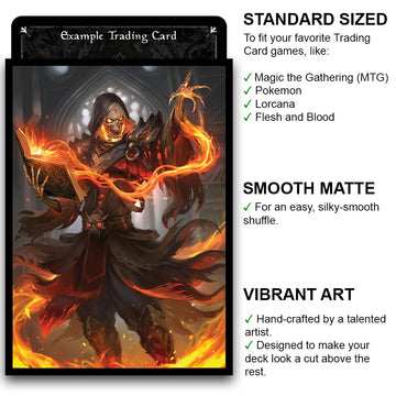 Fantasy North - Cinderbones - The Risen Flame - 100 Smooth Matte Tcg Trading Card Sleeves - Fits Magic Mtg Commander Pokemon And Other Card Games - Playing Card Sleeves