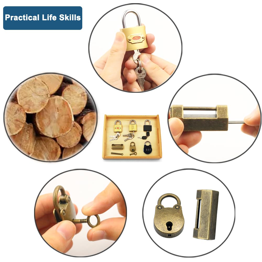 Inslat Montessori Lock And Key Toy Set For Toddlers, Montessori Elementary Materials Educational Stem Toy Matching Games Lock Set With Wooden Tray For 3 4 5 Year Old Kids