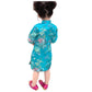 Hooyi Chinese Girls Dress Peony Rose Qipao Half Sleeve Cheongsam Wedding Dresses Princess Birthday Party Costume (Blue,16)