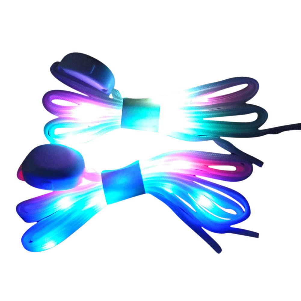 DINUOSEN LED White Shoelaces Light Up Shoe laces 3 Modes 7 colors flashing Shoestrings