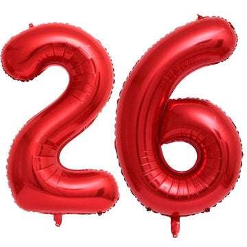 40 Inch Red 26 Number Balloons Giant Jumbo Huge 26 Or 62 Foil Mylar Helium Number Digital Balloons Red Birthday Mylar Digital Ba