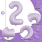 Light Purple Number 21 Balloons For Her, 40 Inch Pastel Lavender Foil Number 2 & 1 Balloons For Women, 21St Birthday Balloons Fo
