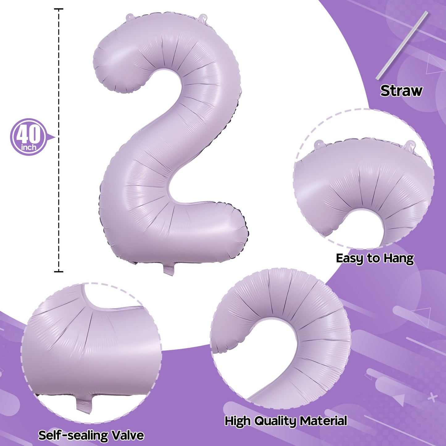Light Purple Number 21 Balloons For Her, 40 Inch Pastel Lavender Foil Number 2 & 1 Balloons For Women, 21St Birthday Balloons Fo