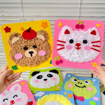 First Sewing Kit for Beginner Kids Arts & Crafts, 5 Easy DIY Embroidery Projects Animal Dolls Set, Gift for Girls, Boys, Learn t
