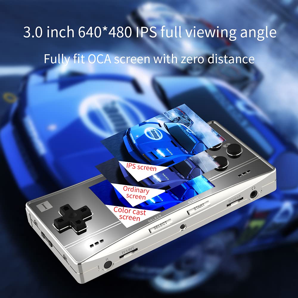 Haihuang Rg300X Handled Game Console, Portable Game Console With 64G Tf Card Preinstalled 5171 Classic Games, Retro Game Console With 3.0 In Ips Screen Perfectly Support Ps1,Cps1,Cps2,Cps3,Fba, Black