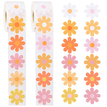 1200 Pcs Boho Daisy Stickers Hippie Groovy Stickers Retro Flowers Self-Adhesive Decals Daisy Flowers Stickers 60S 70S Party Favo