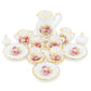 Odoria 1/12 Miniature Porcelain Tea Set 15Pcs Dollhouse Decoration Accessories, Pink Rose