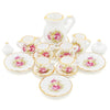 Odoria 1/12 Miniature Porcelain Tea Set 15Pcs Dollhouse Decoration Accessories, Pink Rose
